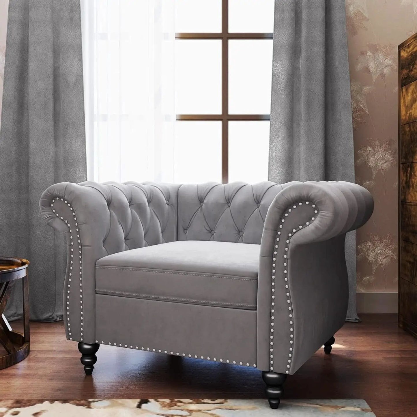 3 Piece Velvet Living Room Set Sectional Chesterfield Sofa Upholstered Loveseat And Chair from PriceLows™