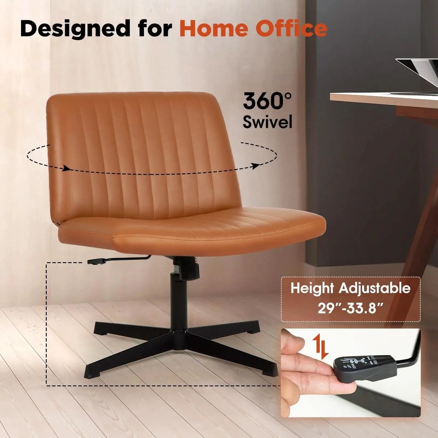 Criss Cross Armless Office Chair Height Adjustable Brown from PriceLows™