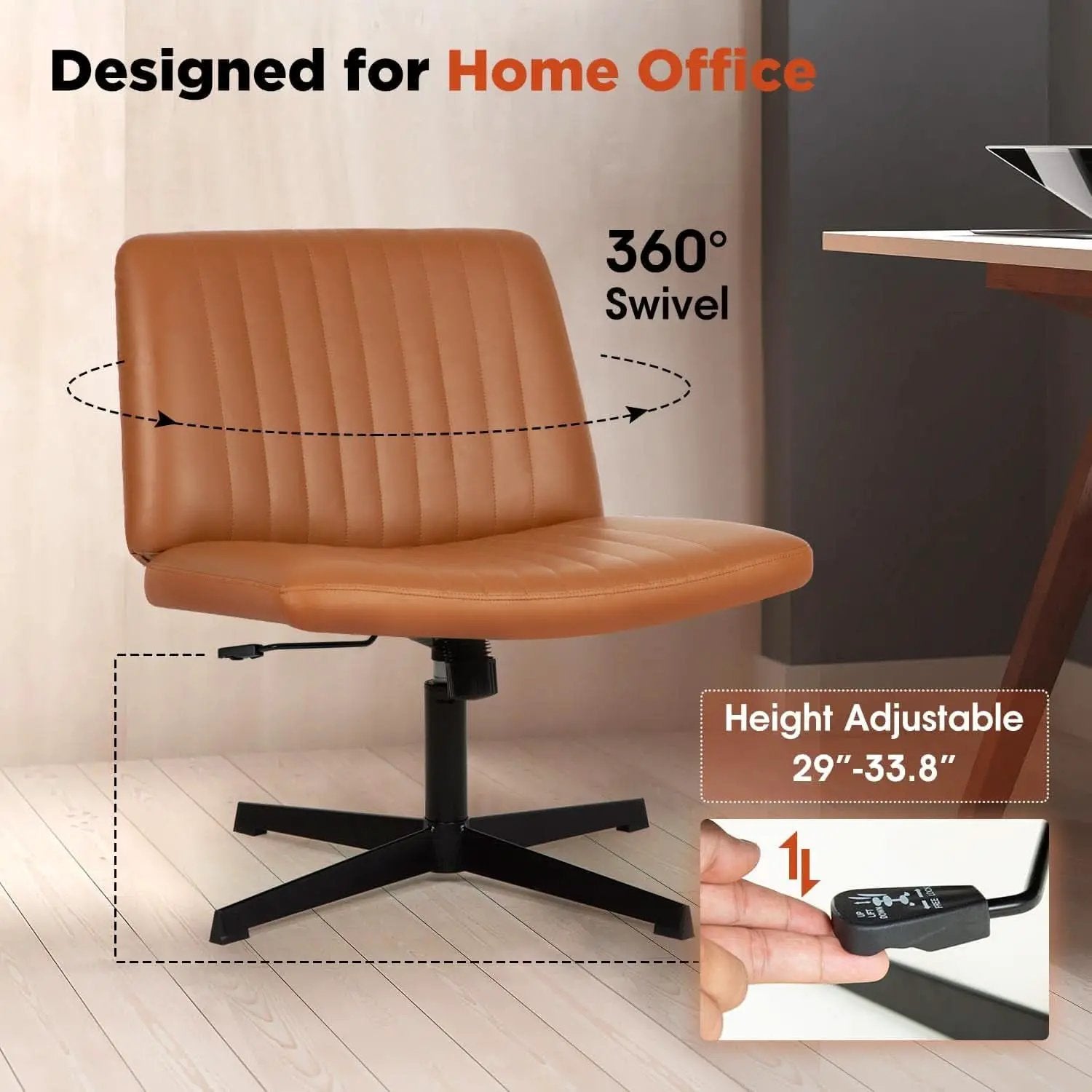 Criss Cross Armless Office Chair Height Adjustable Brown from PriceLows™