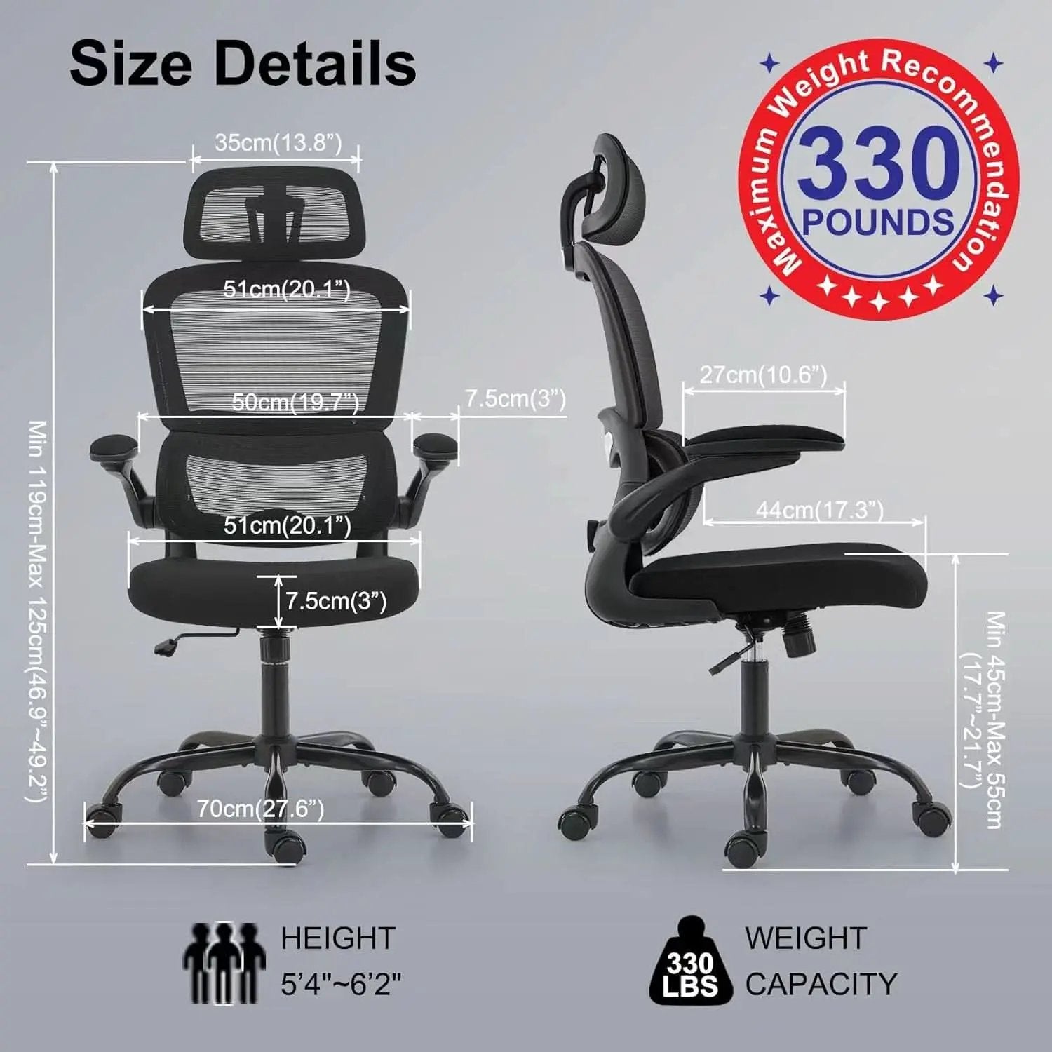Ergonomic Black Office Chair High Back With Wheels from PriceLows™