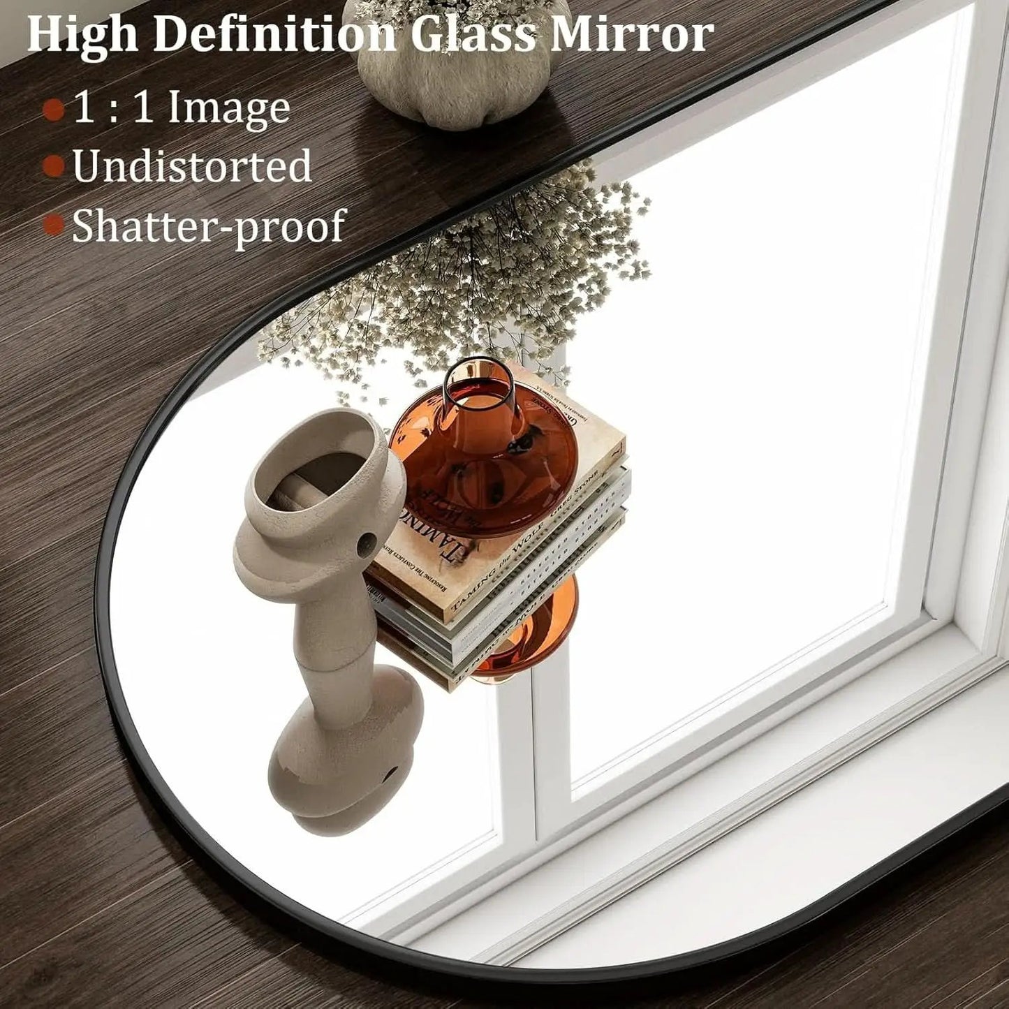 Arched Wall Mirror Black Metal Frame 24 By 36 Inches from PriceLows™