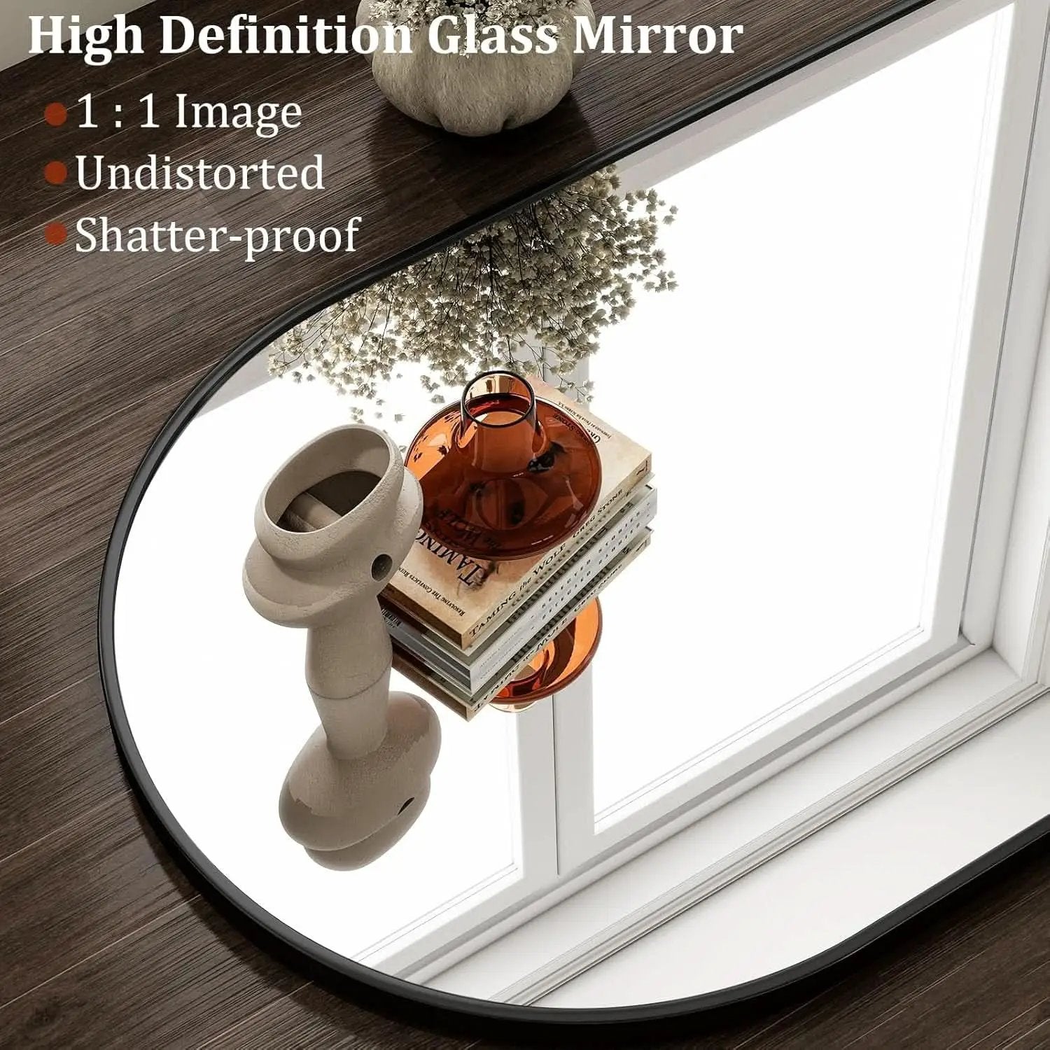 Arched Wall Mirror Black Metal Frame 24 By 36 Inches from PriceLows™