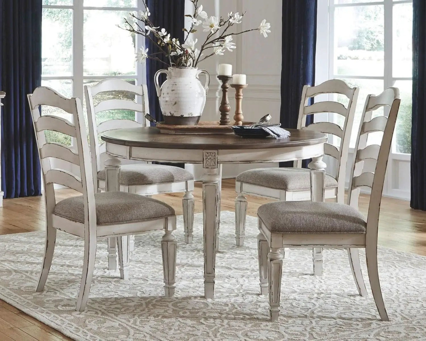 Upholstered Dining Chairs Set, Antique White, 2 Count from PriceLows™