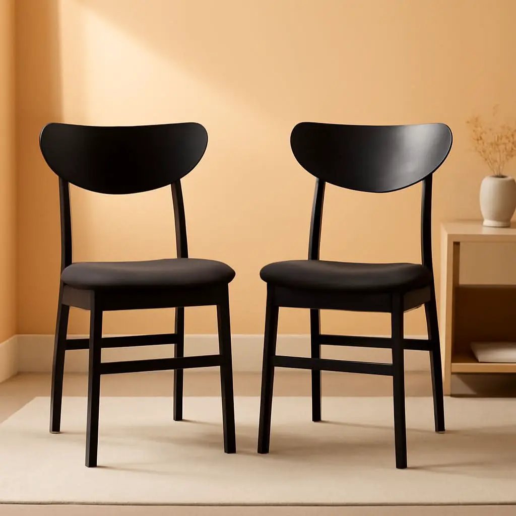 Home Lucca Retro Black Cushion Dining Chair Set Of 2 Wood from PriceLows™