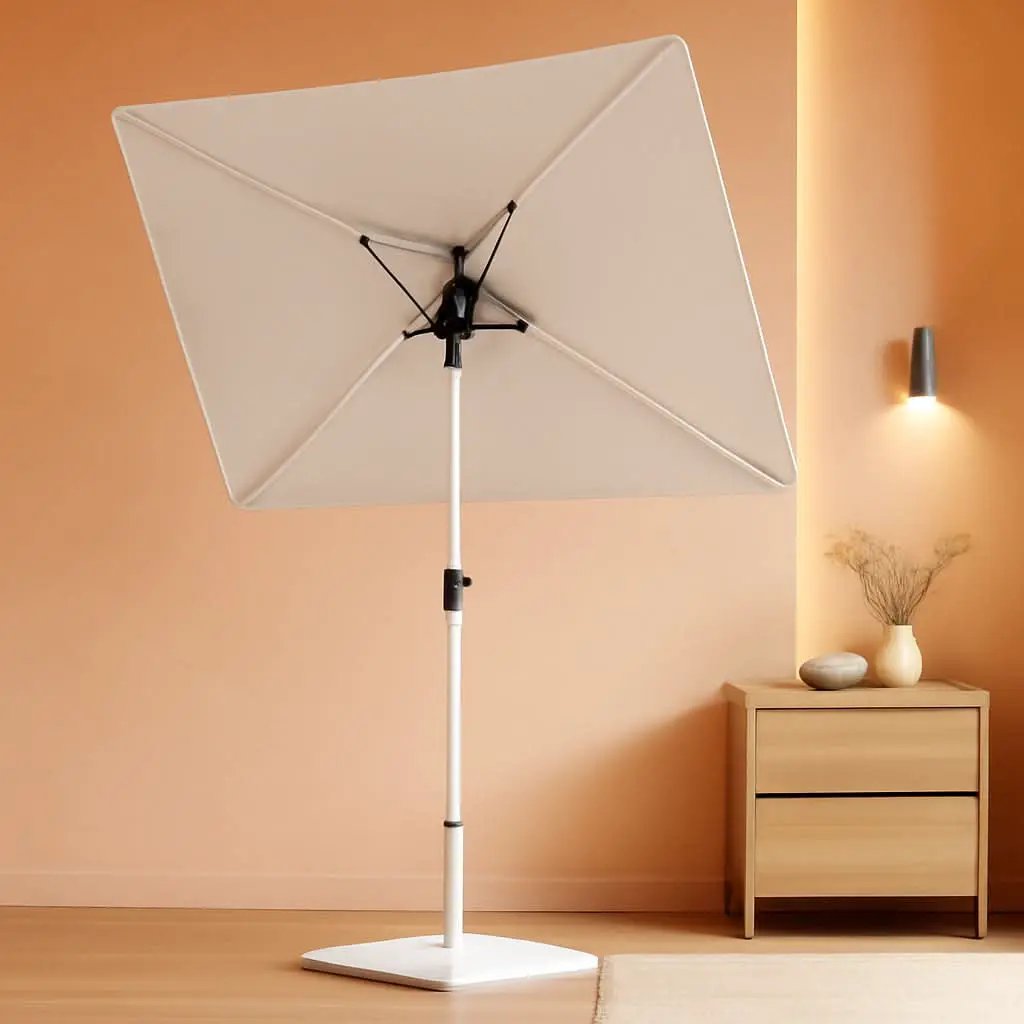 Balcony Umbrella 6x4 Ft Beige Canopy Shade 360 Rotation from PriceLows™