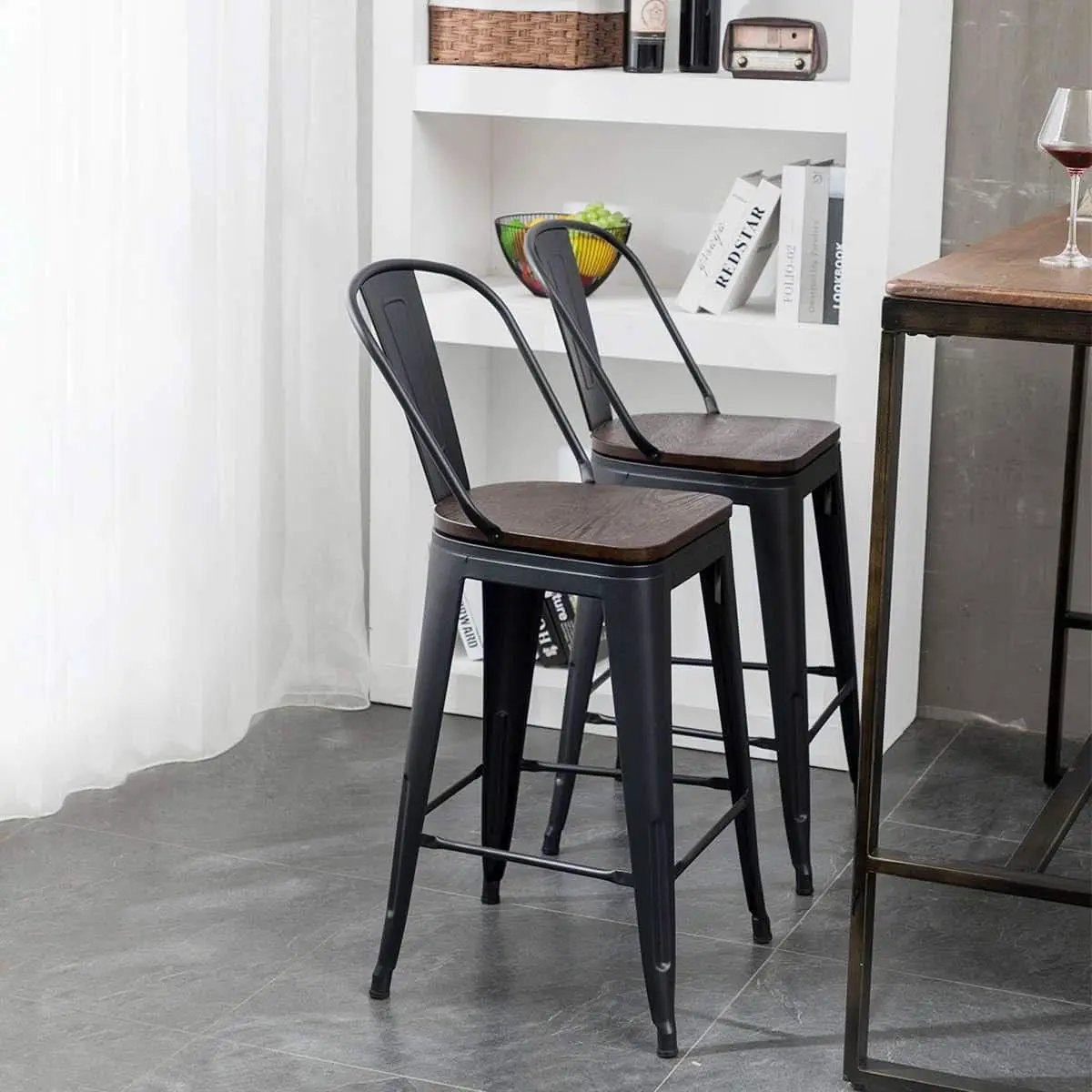 Counter Height Swivel Bar Chairs With Back Set Of 4 from PriceLows™