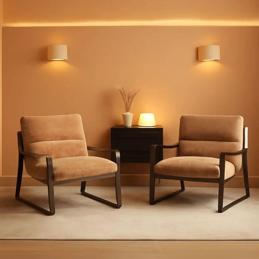 Khaki Chenille Upholstered Accent Chair Bundle Set from PriceLows™