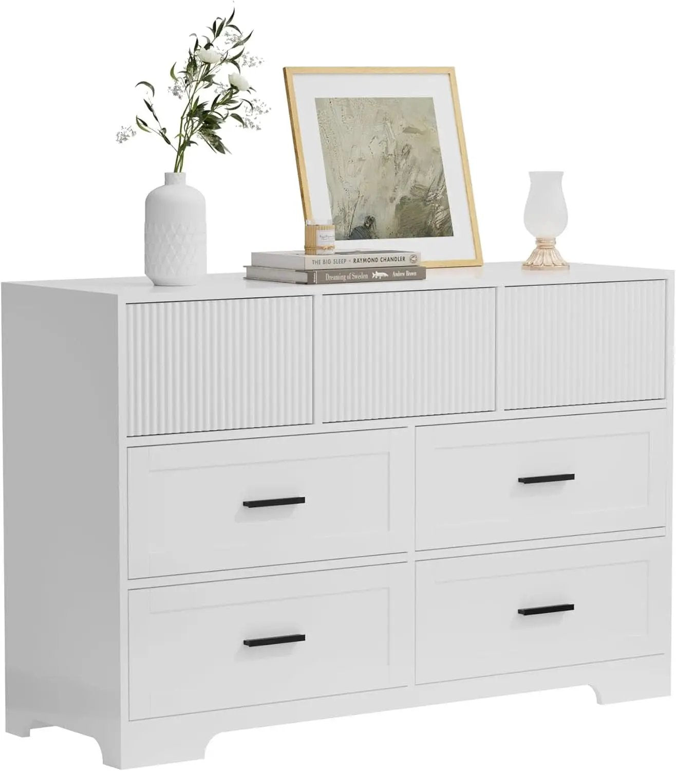 White 47Inch ContemporaryDresser With SevenDrawers from PriceLows™