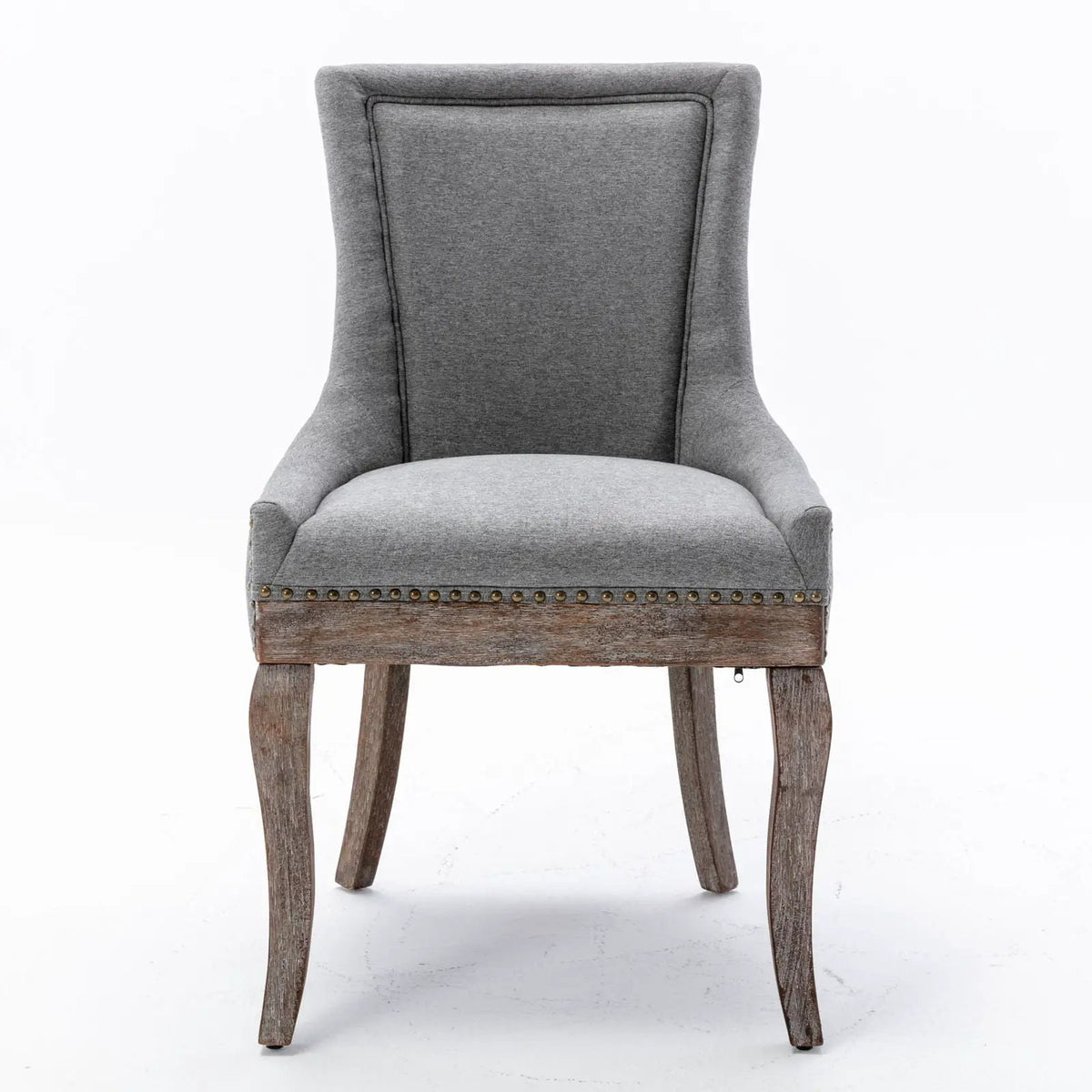 Ultra Nail Head Dining Chairs | Set Of 2 | Neutral Solid Wood Legs | Soft Fabric