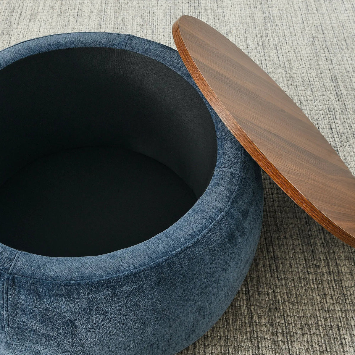 Round Storage Ottoman | Pleated Fabric | Removable Lid