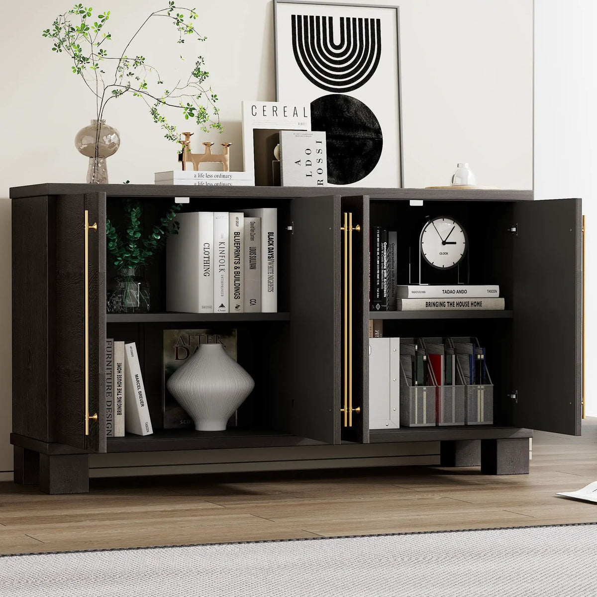 Sideboard | 3 Adjustable Shelves | Wood Grain Finish