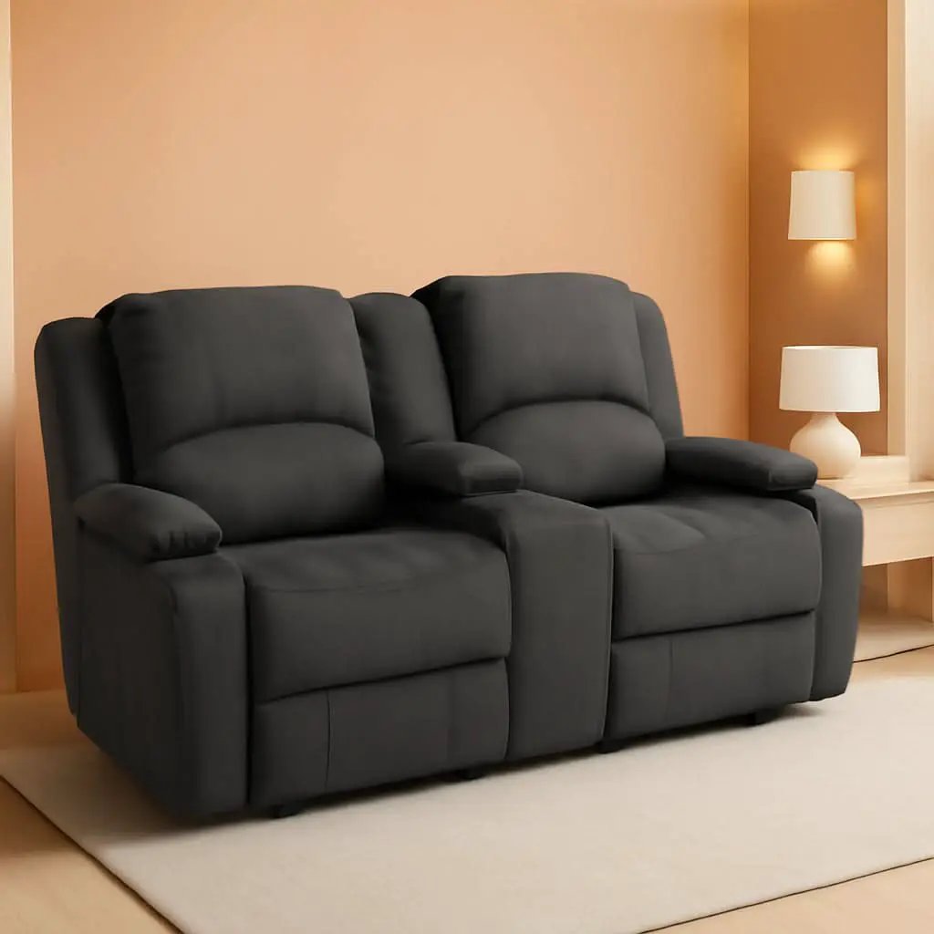 67 Inch Powered Wall Hugger Recliner Sofa Gunmetal Fabric from PriceLows™