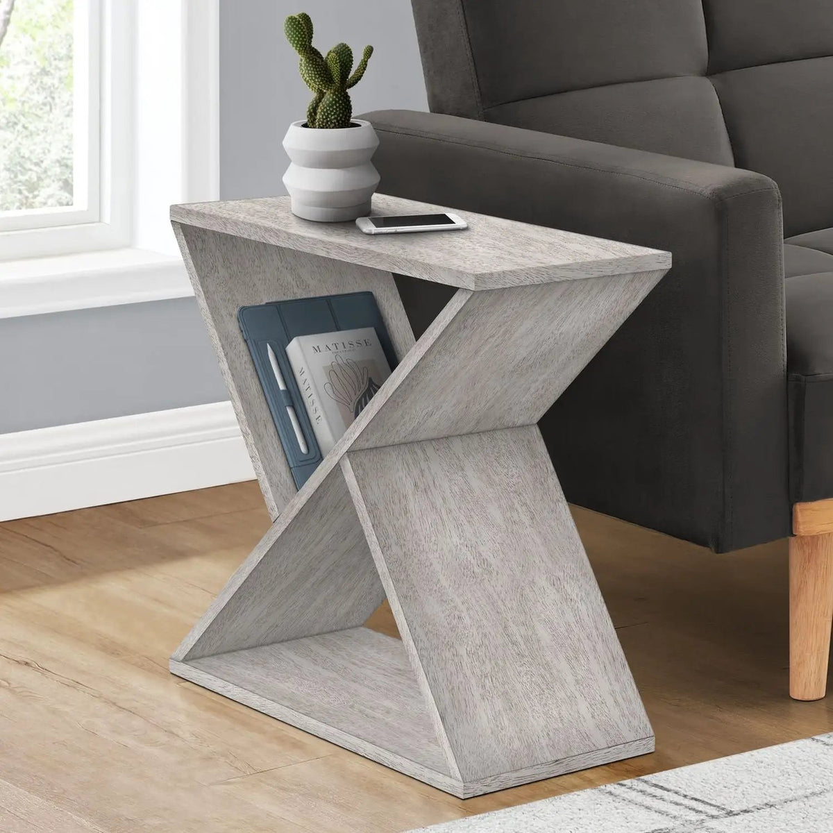 Accent Side Table | 24 Inch High | Veneer Finish | Modern Nightstand