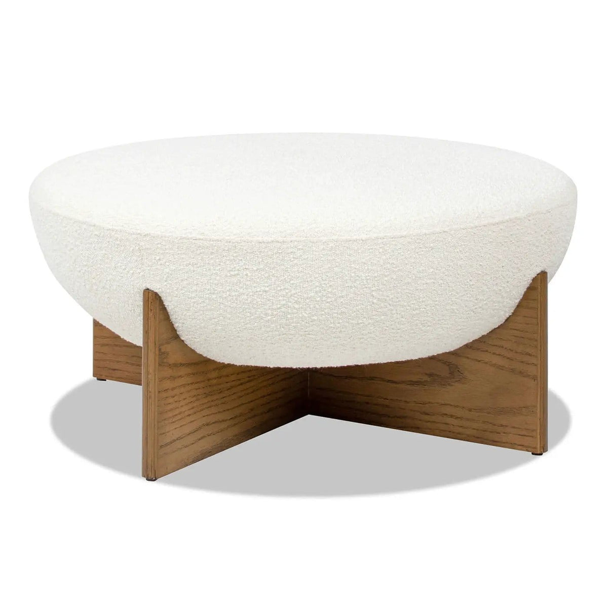 Bali Round Upholstered Ottoman | 2 Pieces | Rubberwood & Plywood | Living Room