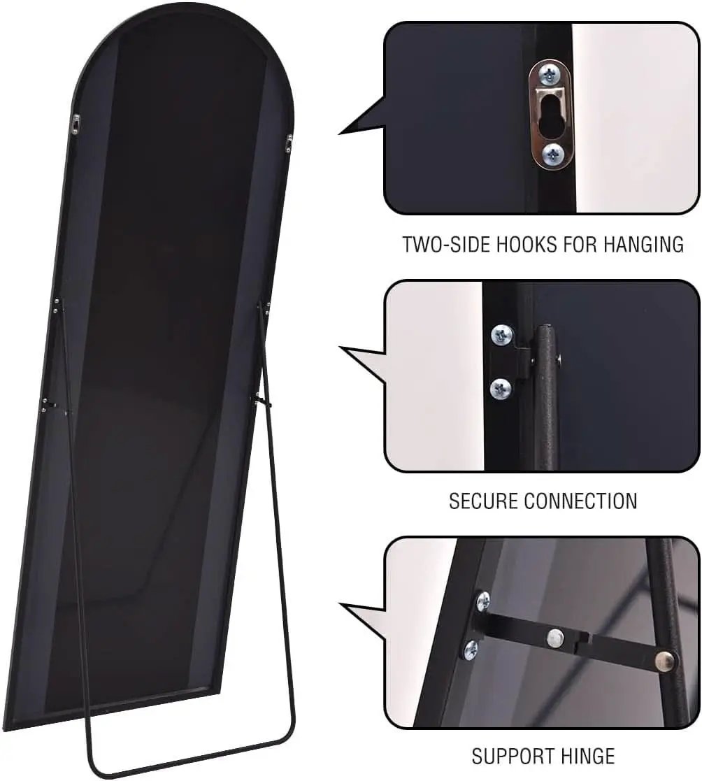 Black Full Length Floor Mirror With Stand Arched Top from PriceLows™
