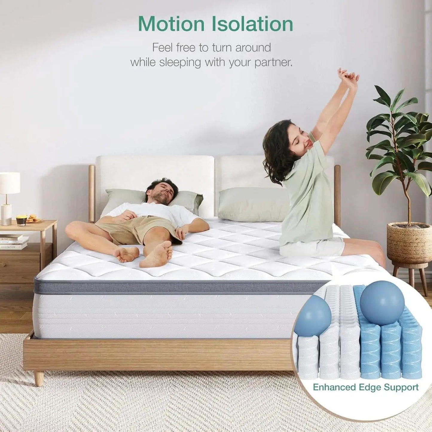 Queen Hybrid Mattress 12 Inch Soft Pillow Top Comfort from PriceLows™