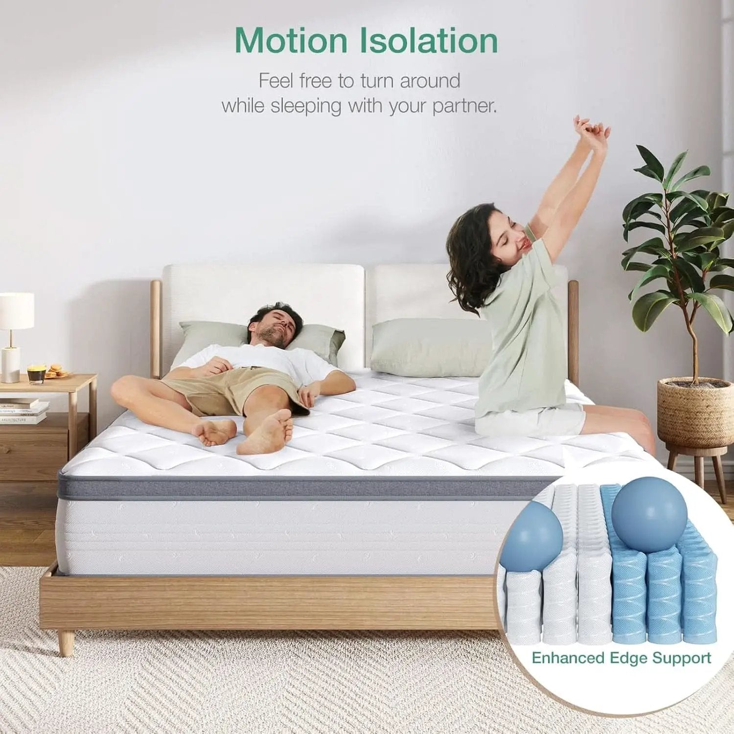 Queen Hybrid Mattress 12 Inch Soft Pillow Top Comfort from PriceLows™