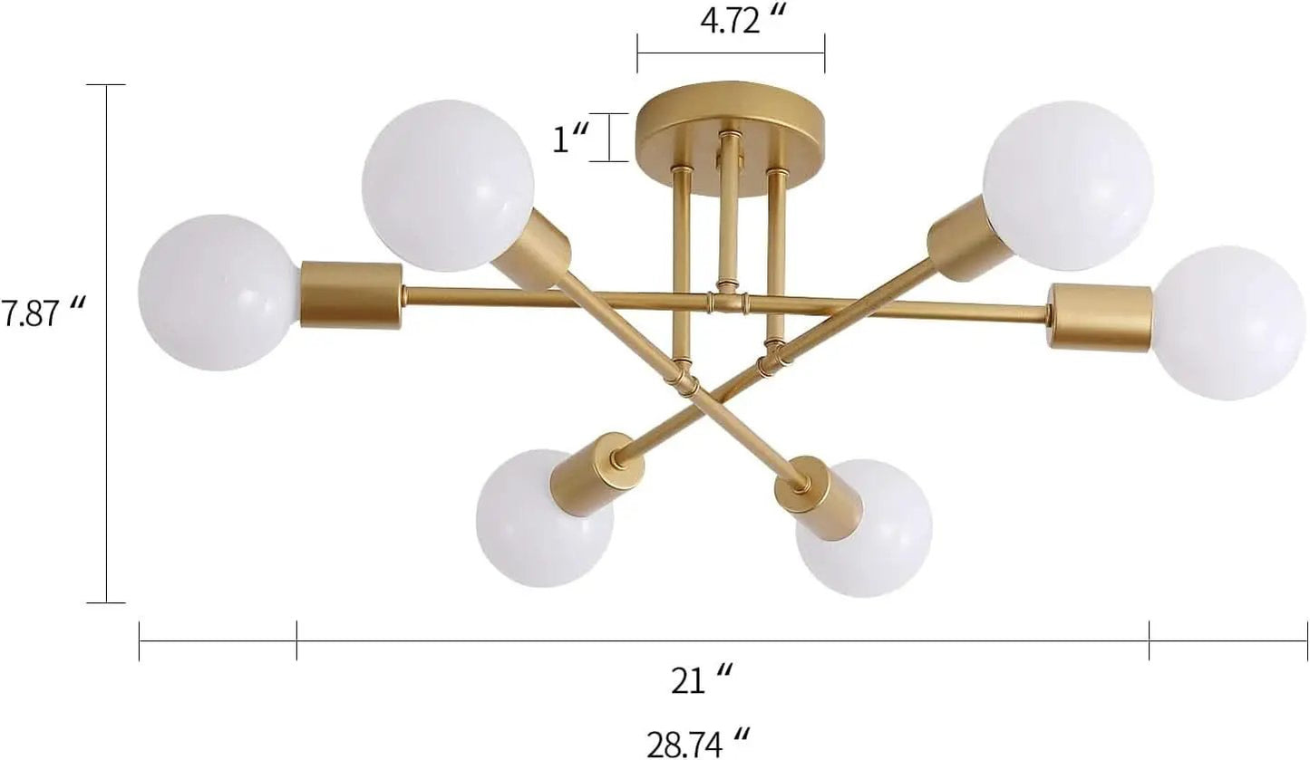 Gold Modern Sputnik Chandelier With 6 Adjustable Lights from PriceLows™