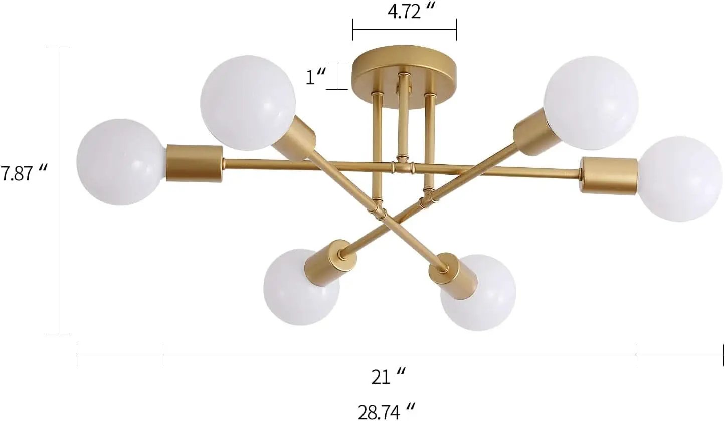 Gold Modern Sputnik Chandelier With 6 Adjustable Lights from PriceLows™