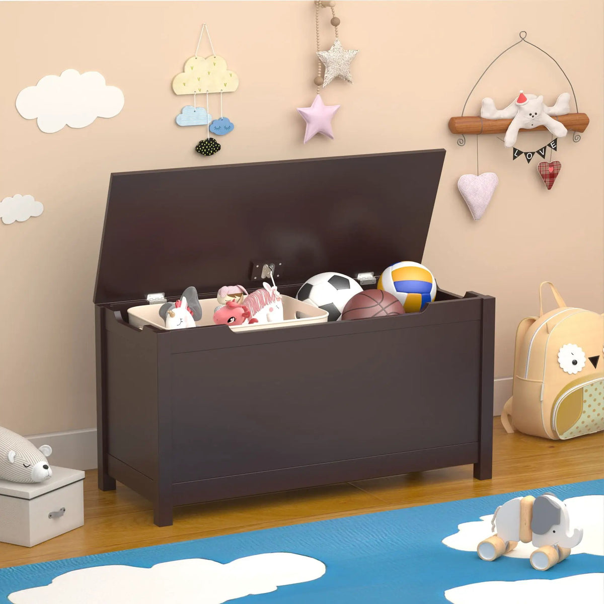 Toy Storage Box | Safety Hinged Lid | 2.7 Cubic Feet