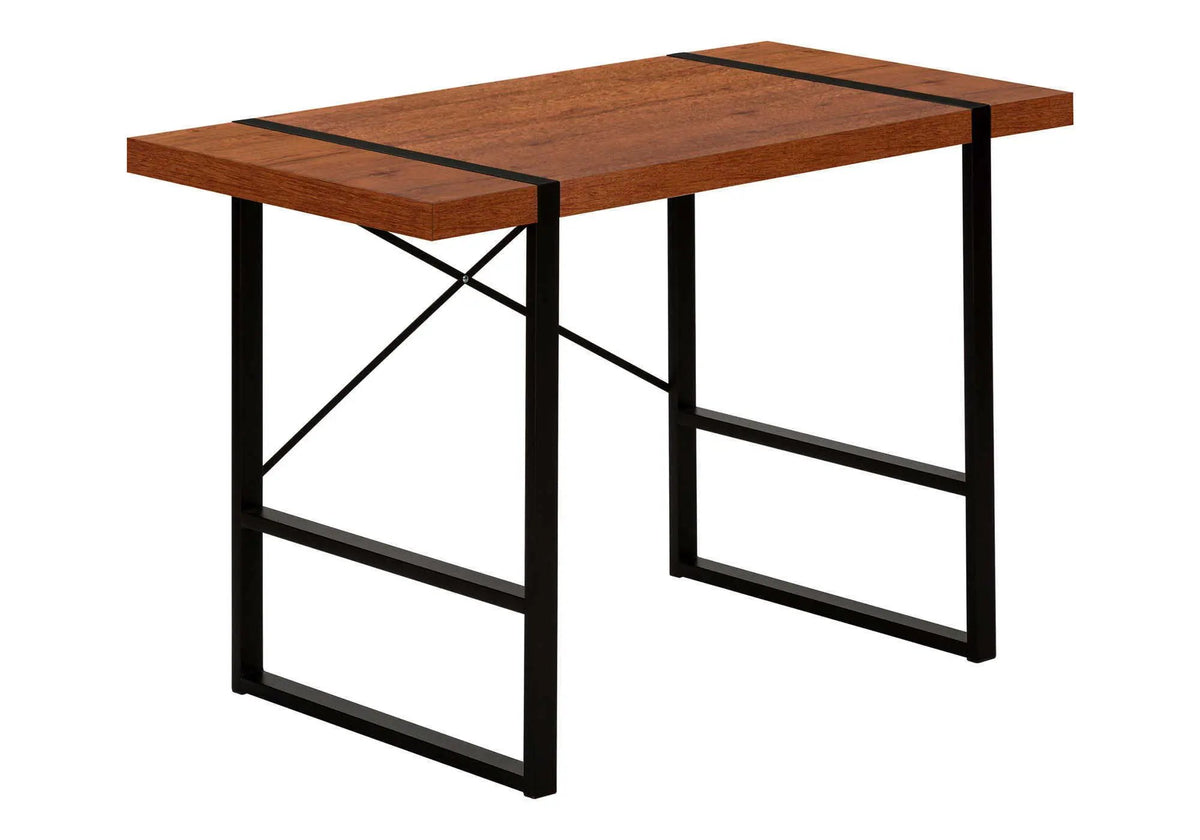 Industrial Design Computer Desk | 49 Inch Width | Thick-Panel Desktop | X-Shaped Metal Bar