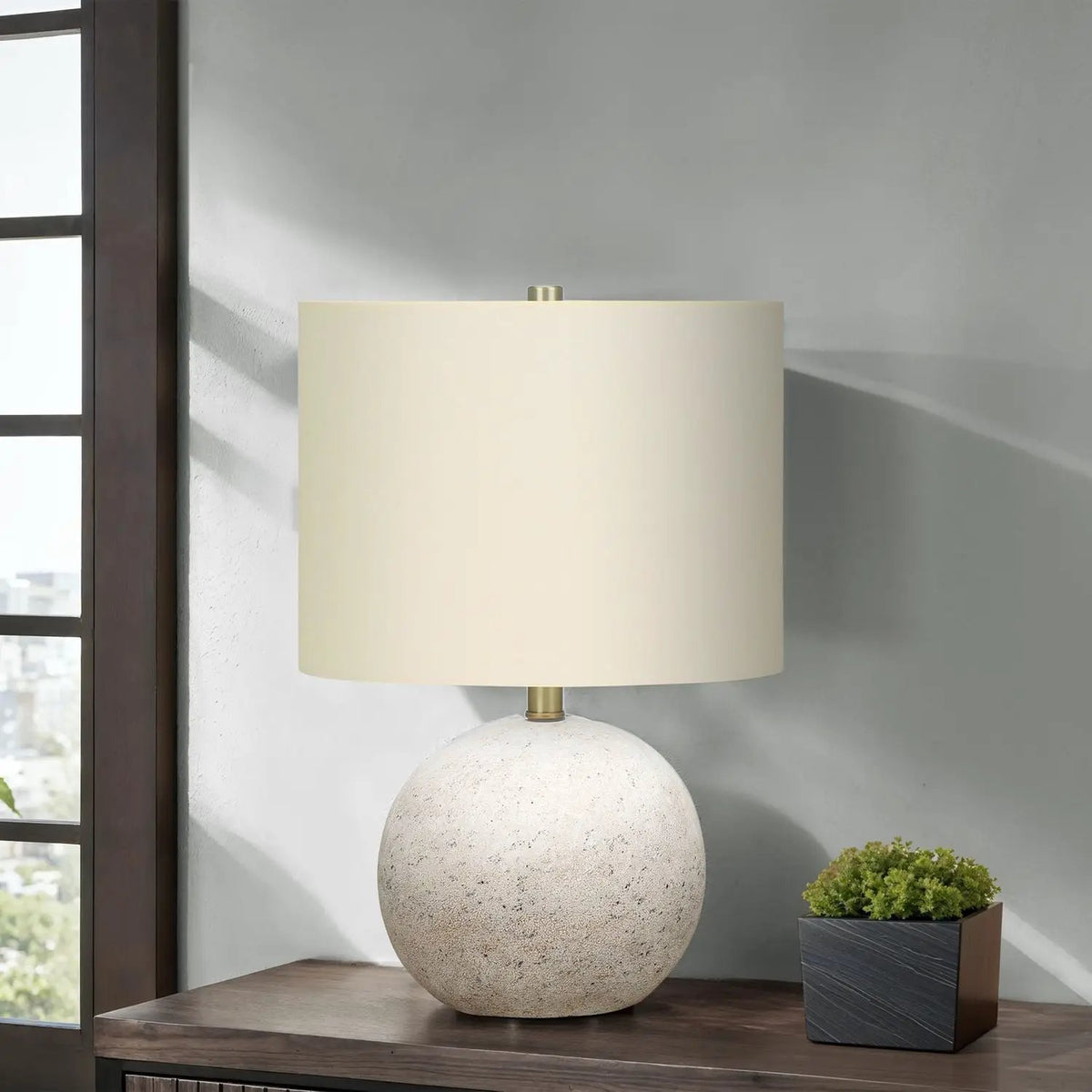 Sphere Table Lamp | Concrete Base | 19.5 Inch Height | 3-Way Rotary Switch