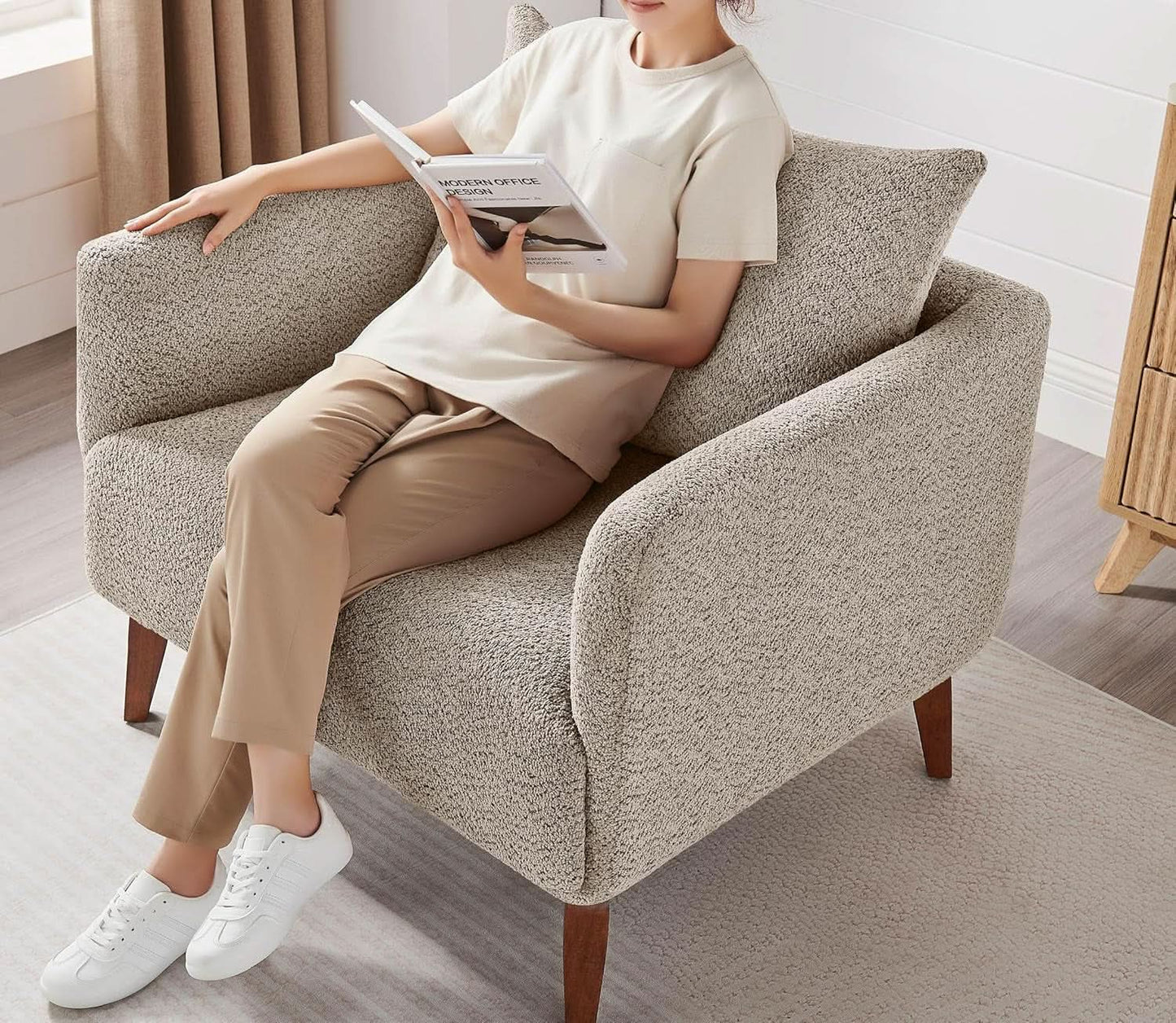 Oversized Camel Upholstered Accent Chair Living Room from PriceLows™