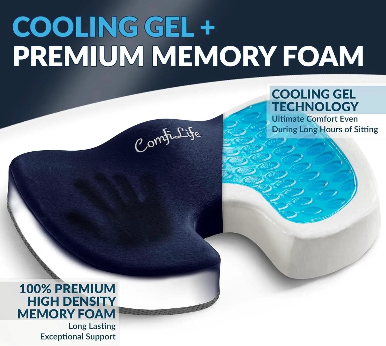 Gel Memory Foam Seat Cushion For Office Chair Navy from PriceLows™