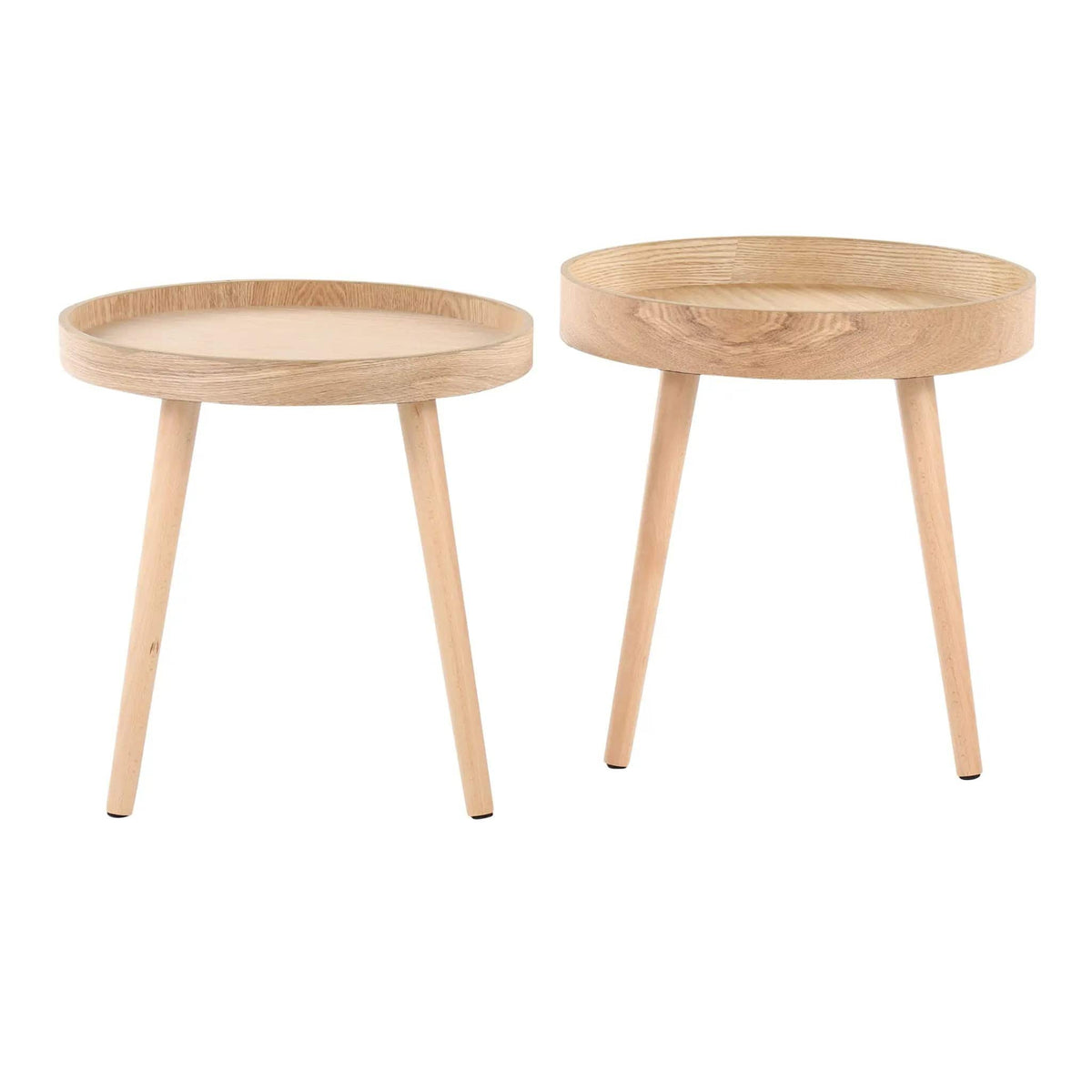 Pebble Mid-Century Modern Side Table Set | 19.5 x 19.5 x 17.5 in | Wood | Natural