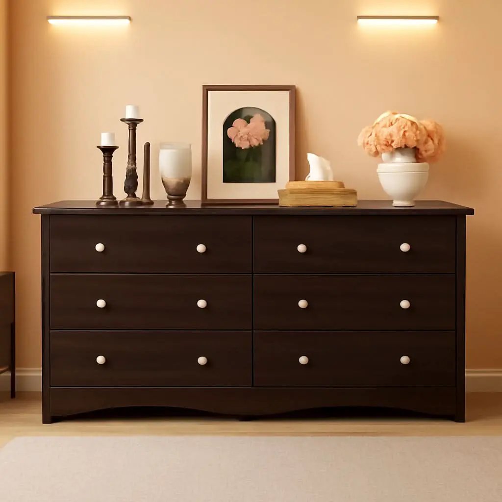 Dark Brown SolidWood Dresser Featuring Ample Storage from PriceLows™