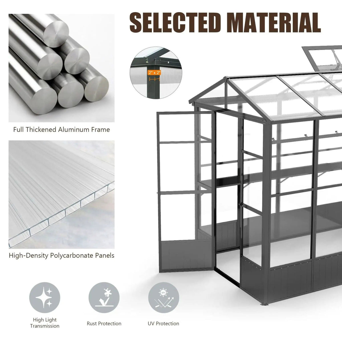 Heavy Duty Outdoor Polycarbonate Greenhouse With Fully Automatic Temperature Control | Aluminum | Outdoor Living Use | Outdoor Living