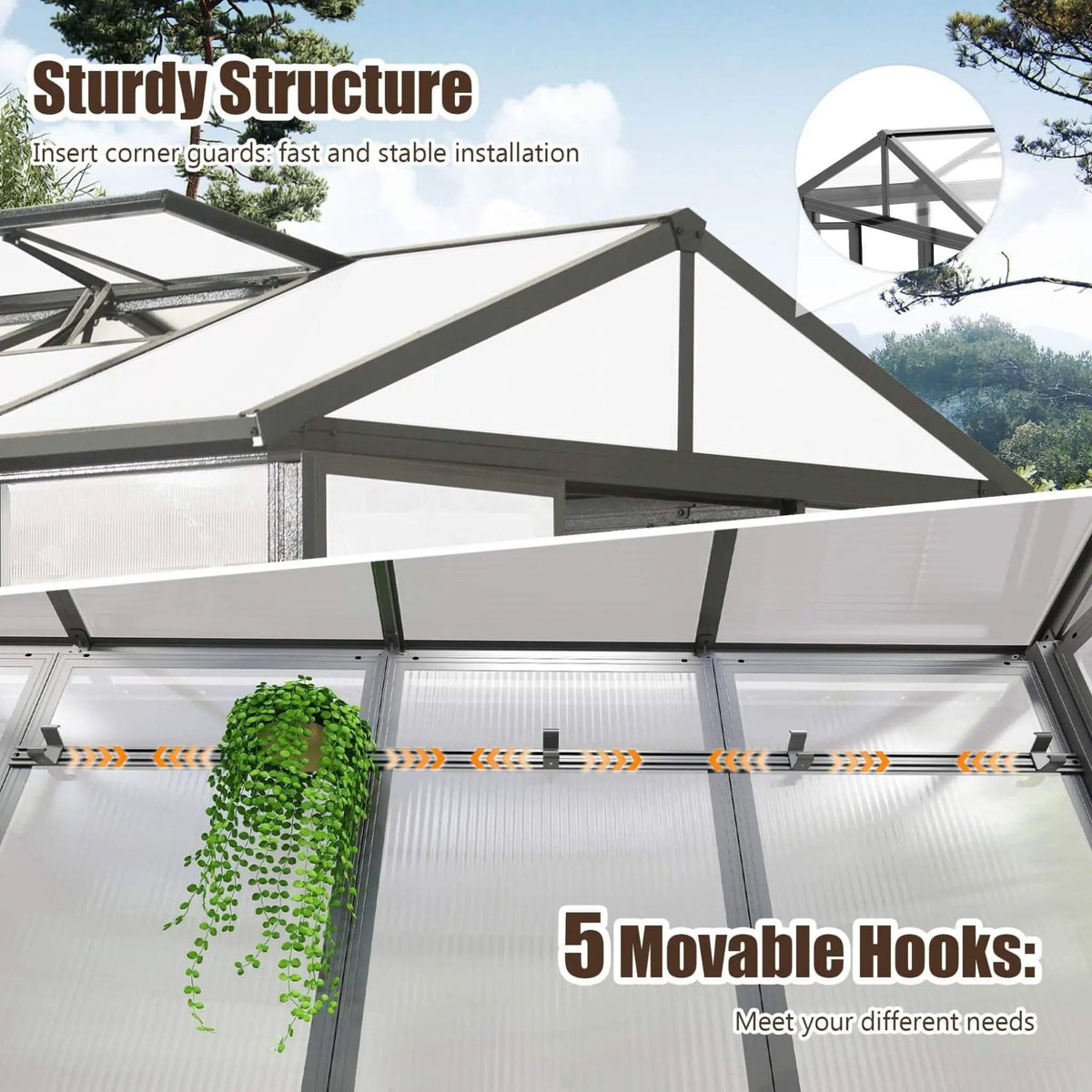 Heavy Duty Outdoor Polycarbonate Greenhouse With Fully Automatic Temperature Control | Aluminum | Outdoor Living Use | Outdoor Living