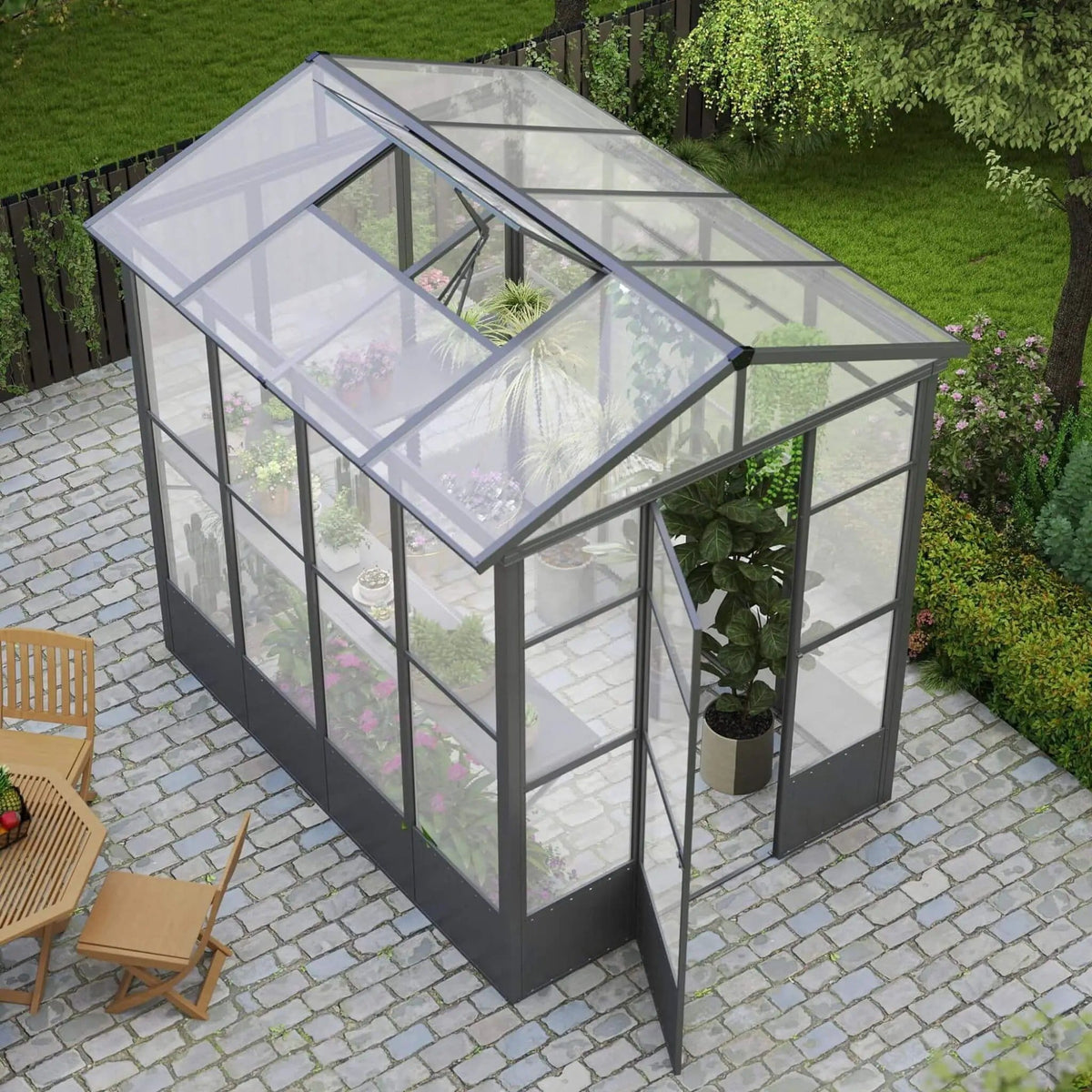 Heavy Duty Outdoor Polycarbonate Greenhouse With Fully Automatic Temperature Control | Aluminum | Outdoor Living Use | Outdoor Living