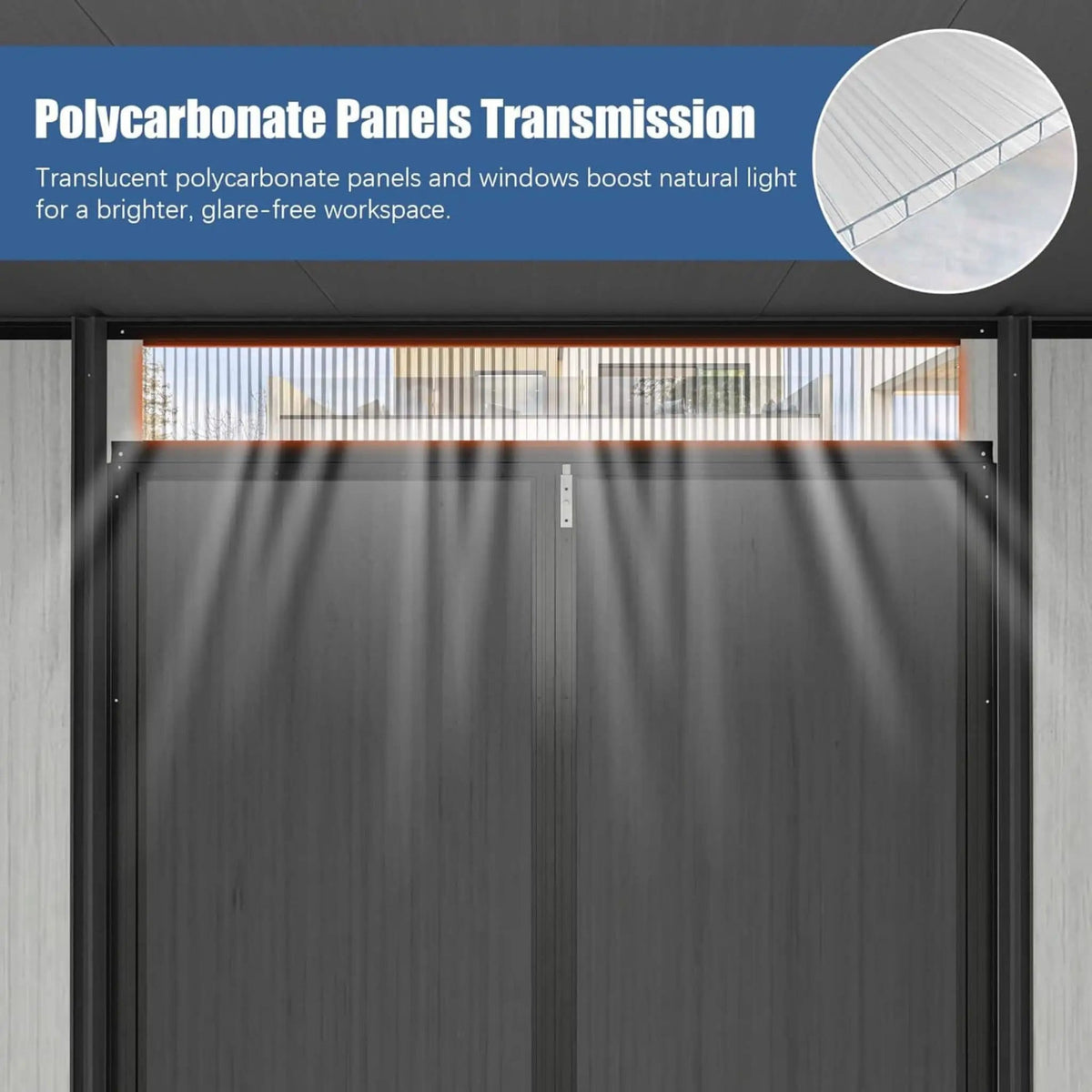 Outdoor Resin Storage Shed With Lockable Double Doors And Sloping Roof | Metal | Outdoor Living Use | Outdoor Living