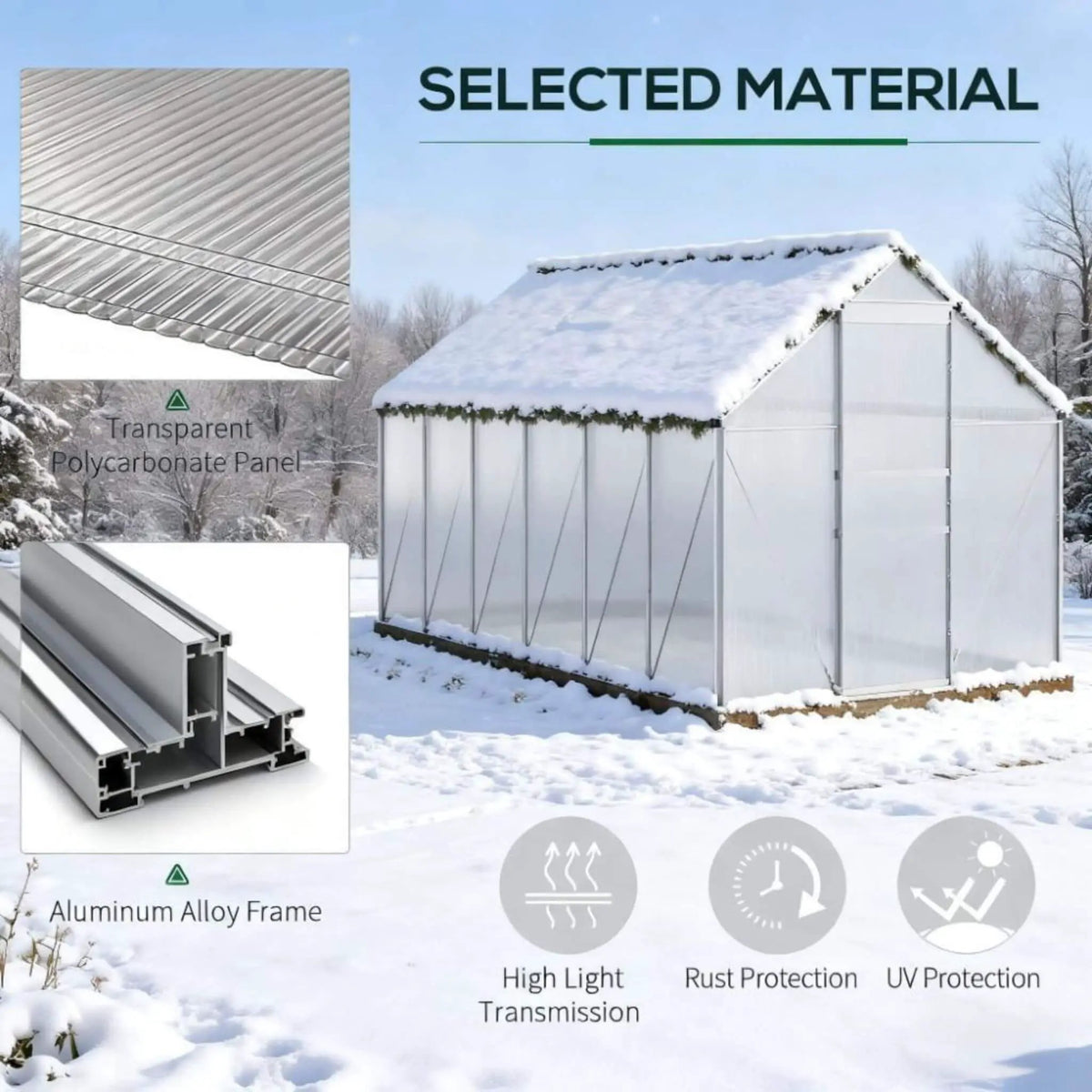 Walk-In Aluminum Greenhouse | Heavy-Duty Alloy Frame | Rooftop Vent | Sliding Door