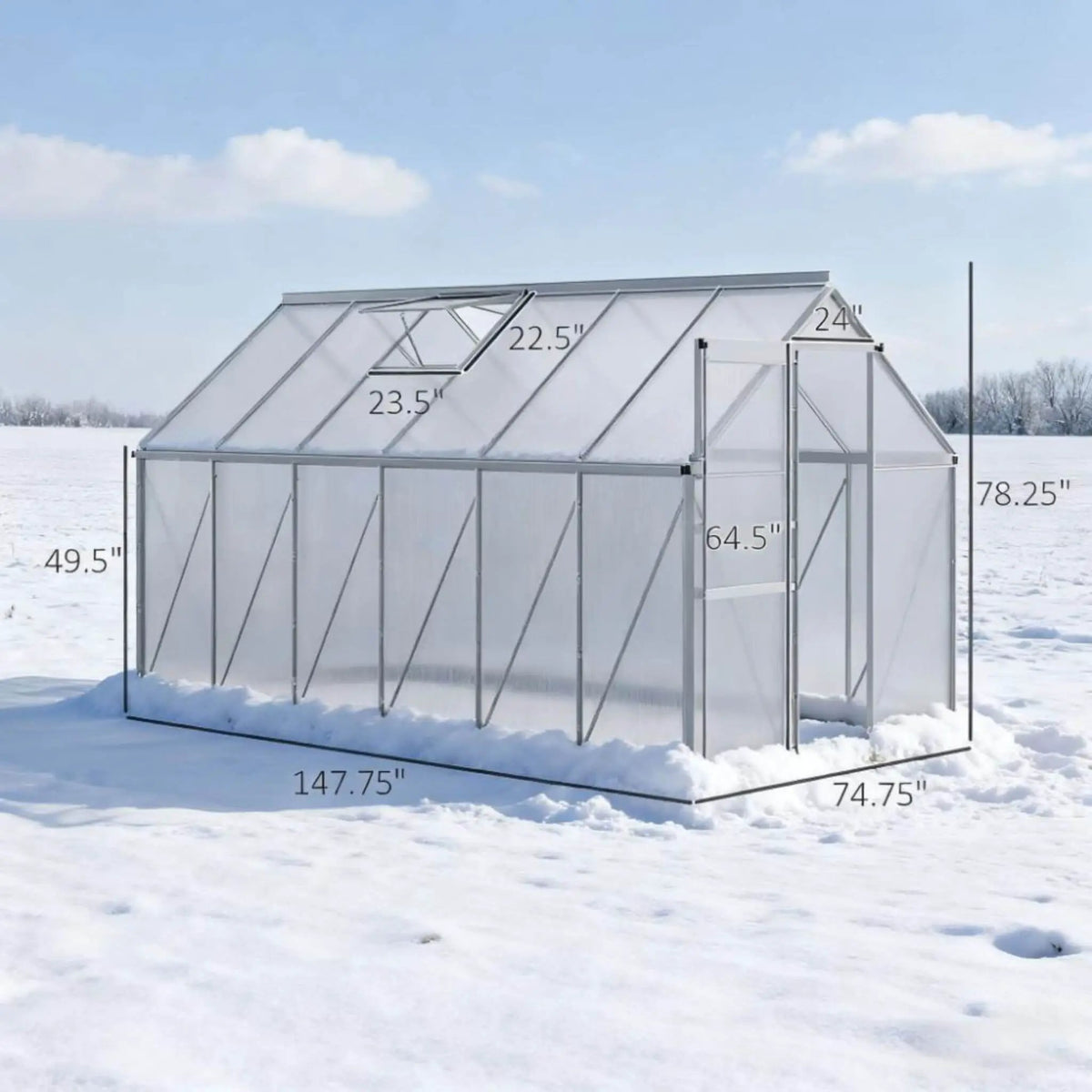Walk-In Aluminum Greenhouse | Heavy-Duty Alloy Frame | Rooftop Vent | Sliding Door