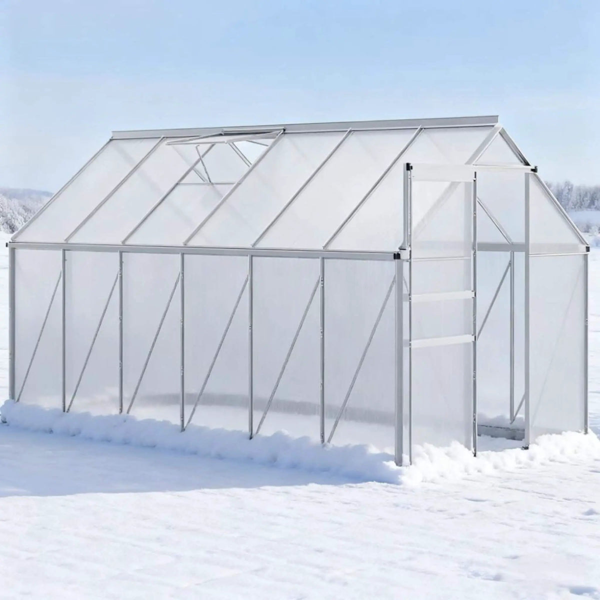 Walk-In Aluminum Greenhouse | Heavy-Duty Alloy Frame | Rooftop Vent | Sliding Door