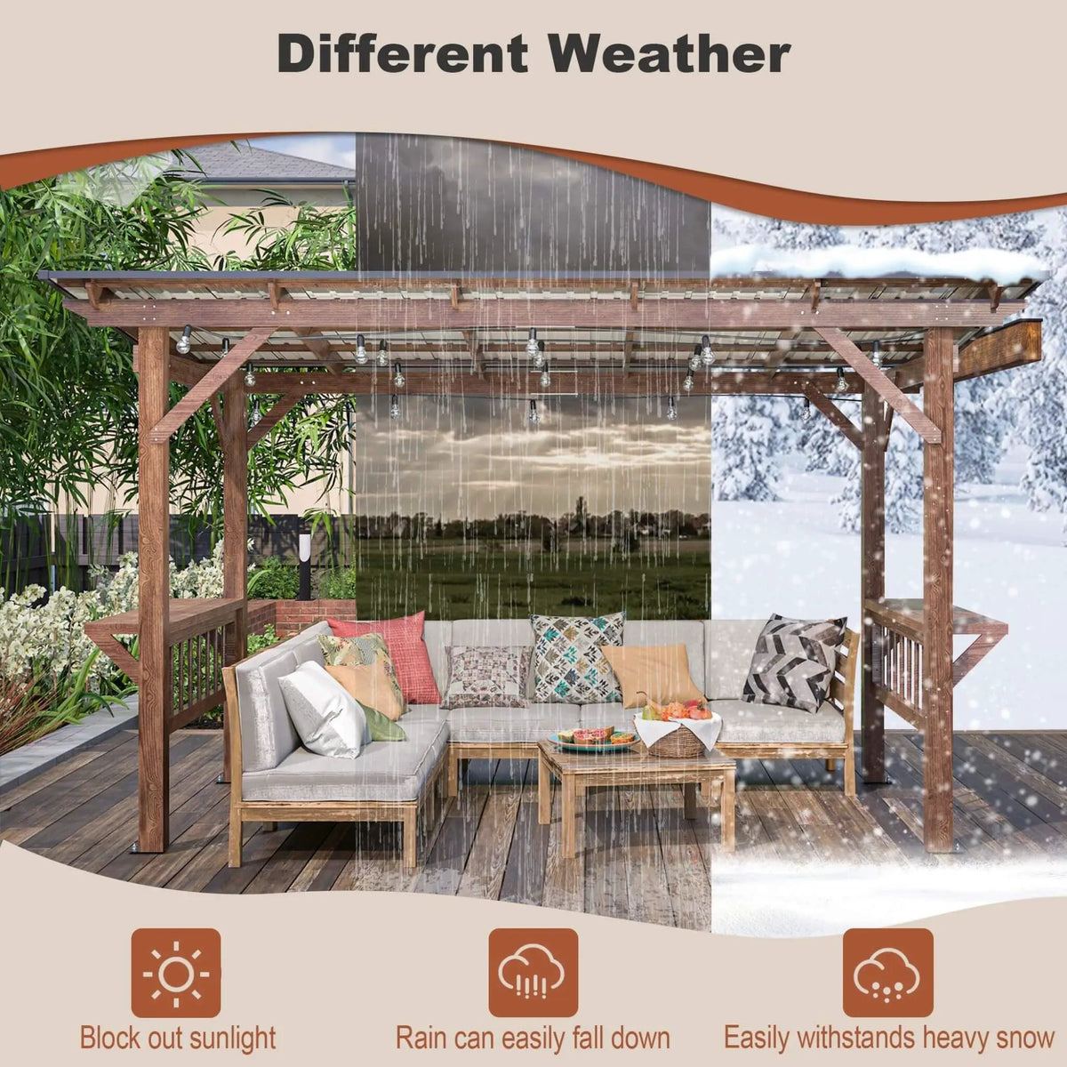 Hardtop BBQ Grill Gazebo | Durable Outdoor Shelter | Built-In Shelves | 157.68 Inch Length