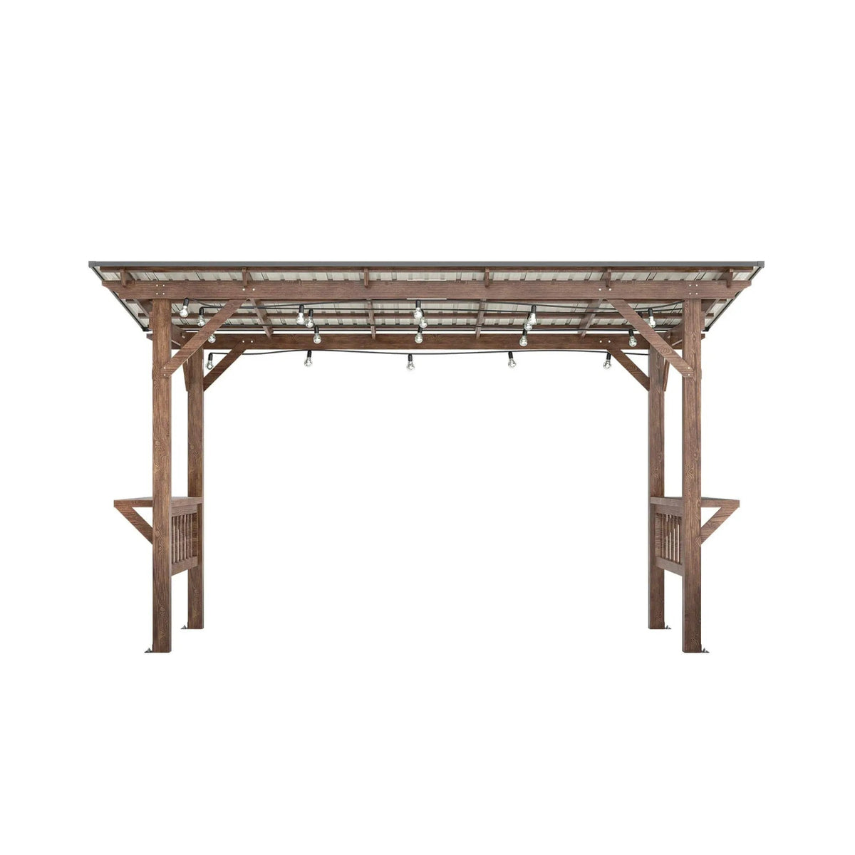 Hardtop BBQ Grill Gazebo | Durable Outdoor Shelter | Built-In Shelves | 157.68 Inch Length