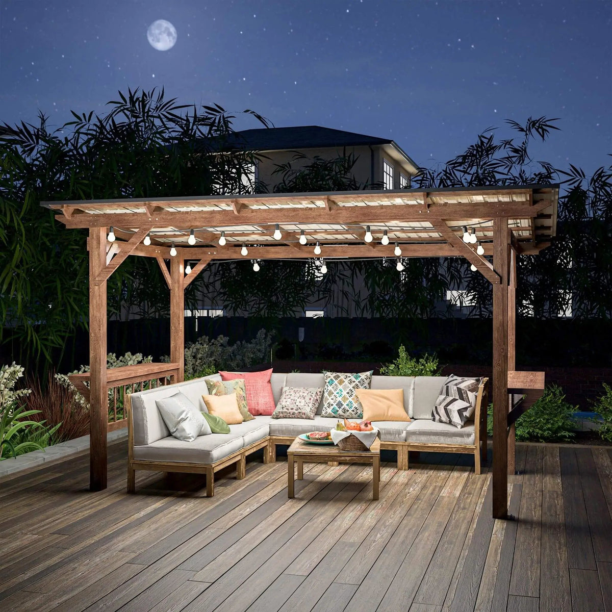 Hardtop BBQ Grill Gazebo | Durable Outdoor Shelter | Built-In Shelves | 157.68 Inch Length