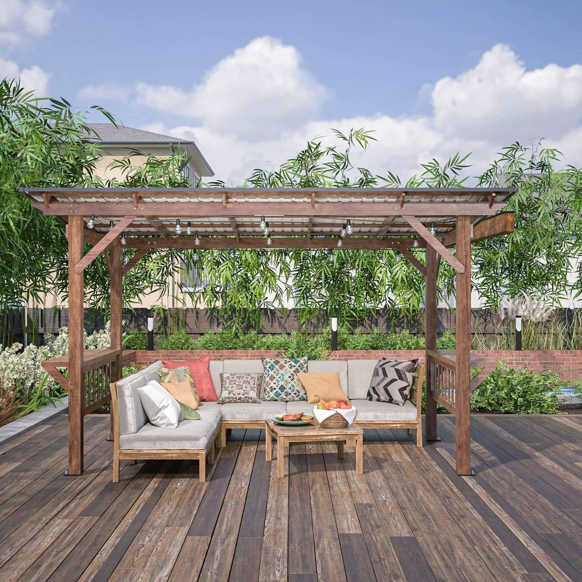 Hardtop BBQ Grill Gazebo | Durable Outdoor Shelter | Built-In Shelves | 157.68 Inch Length
