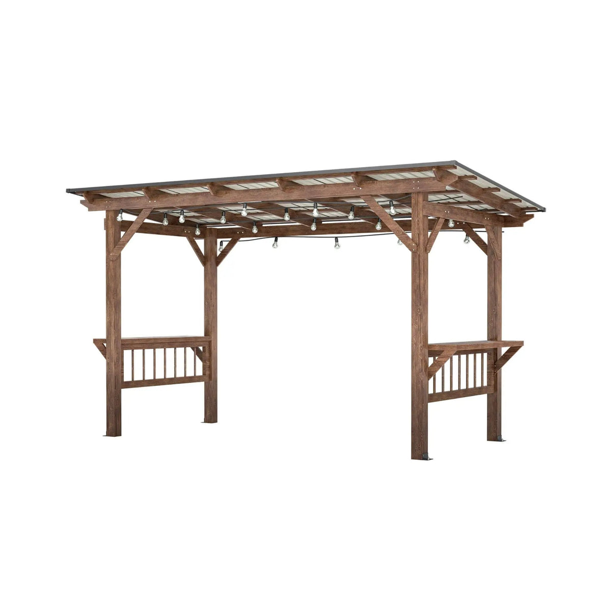 Hardtop BBQ Grill Gazebo | Durable Outdoor Shelter | Built-In Shelves | 157.68 Inch Length