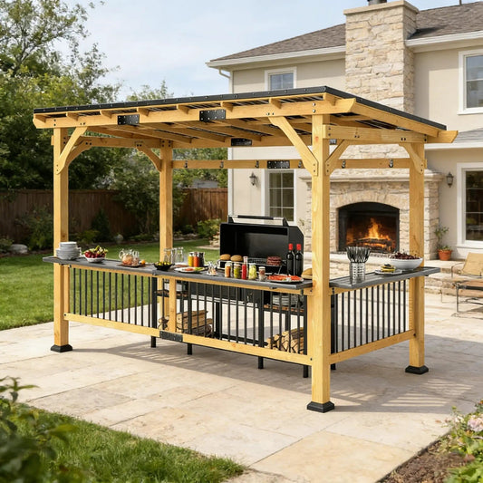 Premium Outdoor Hardtop Wooden BBQ Grill Gazebo | Outdoor Living Use | Everyday Use | Outdoor Living