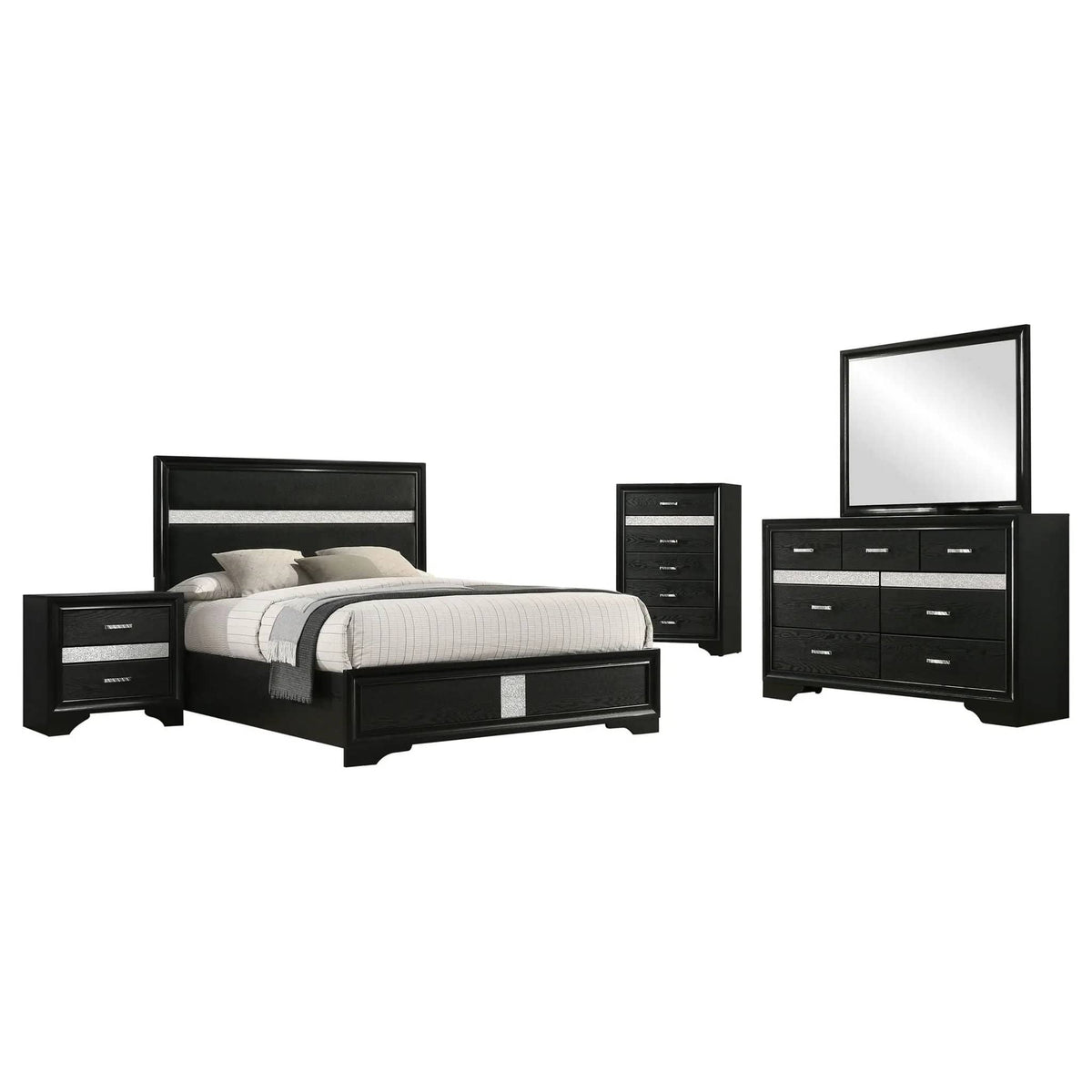 Miranda 5-piece Full Bedroom Set | 5-Piece Set | Bedroom Furniture | Black