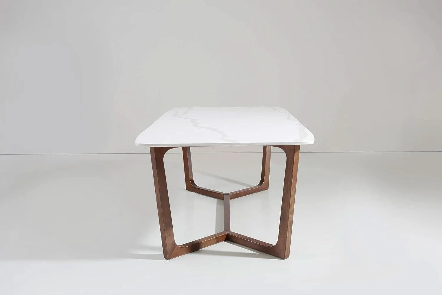 Adelaide Calacatta Quartz Dining Table Walnut Base from PriceLows™