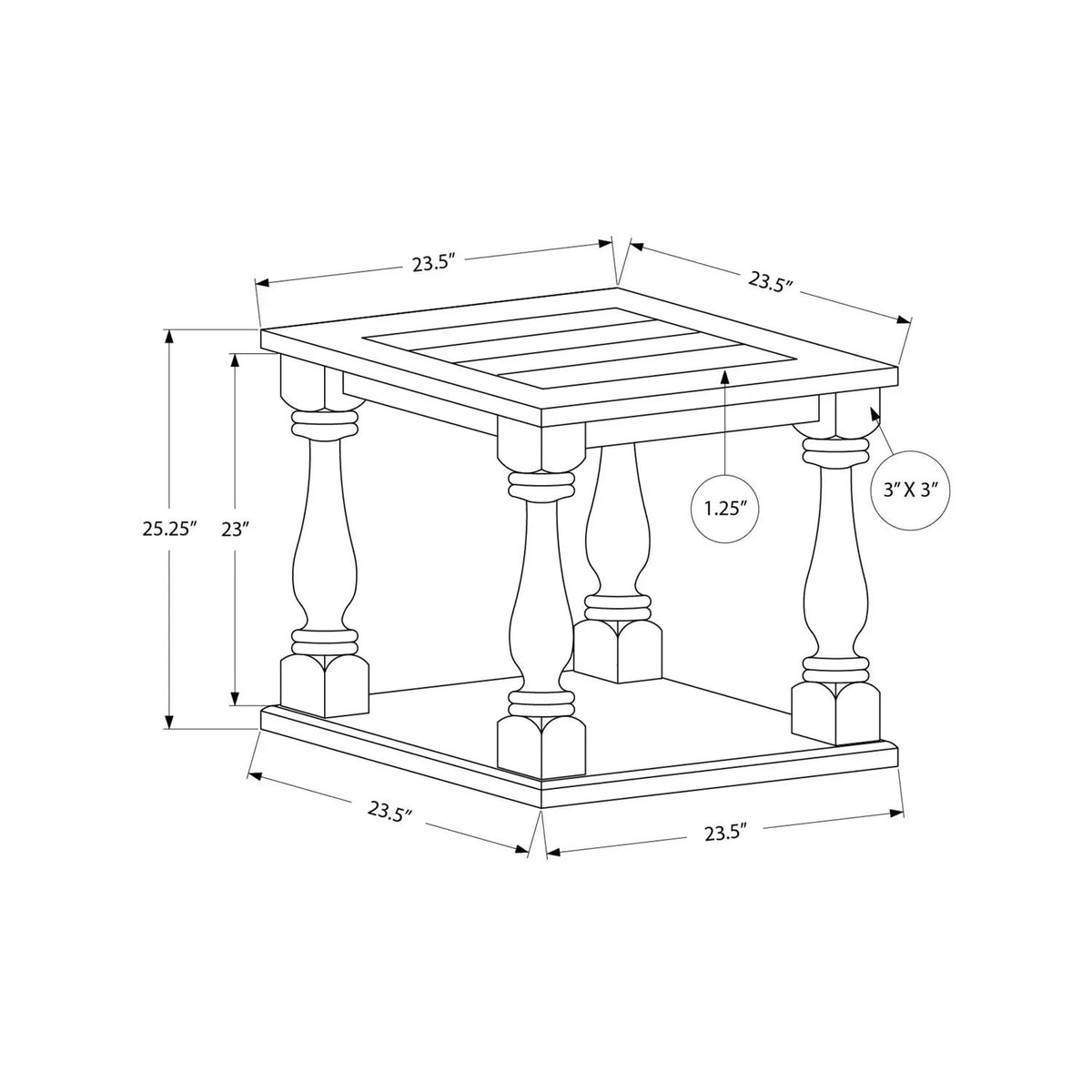Traditional Accent Table | 2 Tier | Square Shape | Espresso Finish