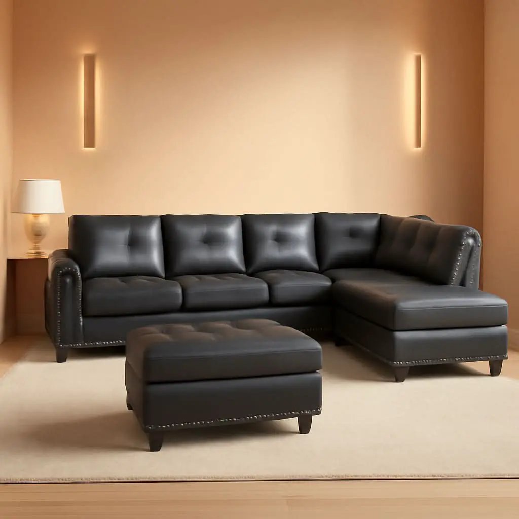 Gray L Shaped Sectional Sofa With Cup Holders And Chaise from PriceLows™