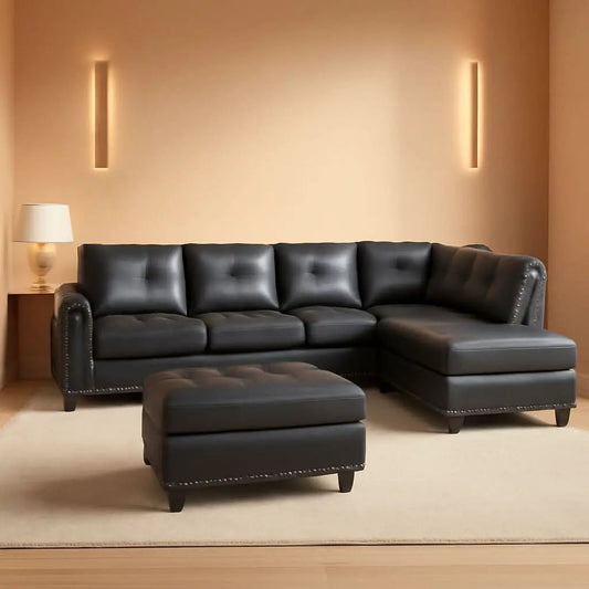 Gray L Shaped Sectional Sofa With Cup Holders And Chaise from PriceLows™