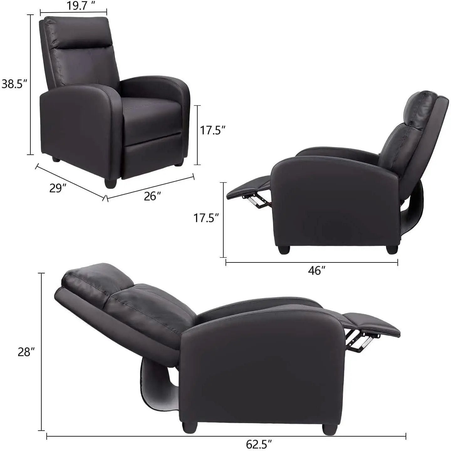 PU Leather Recliner Chair For Home Theater Ergonomic Build from PriceLows™