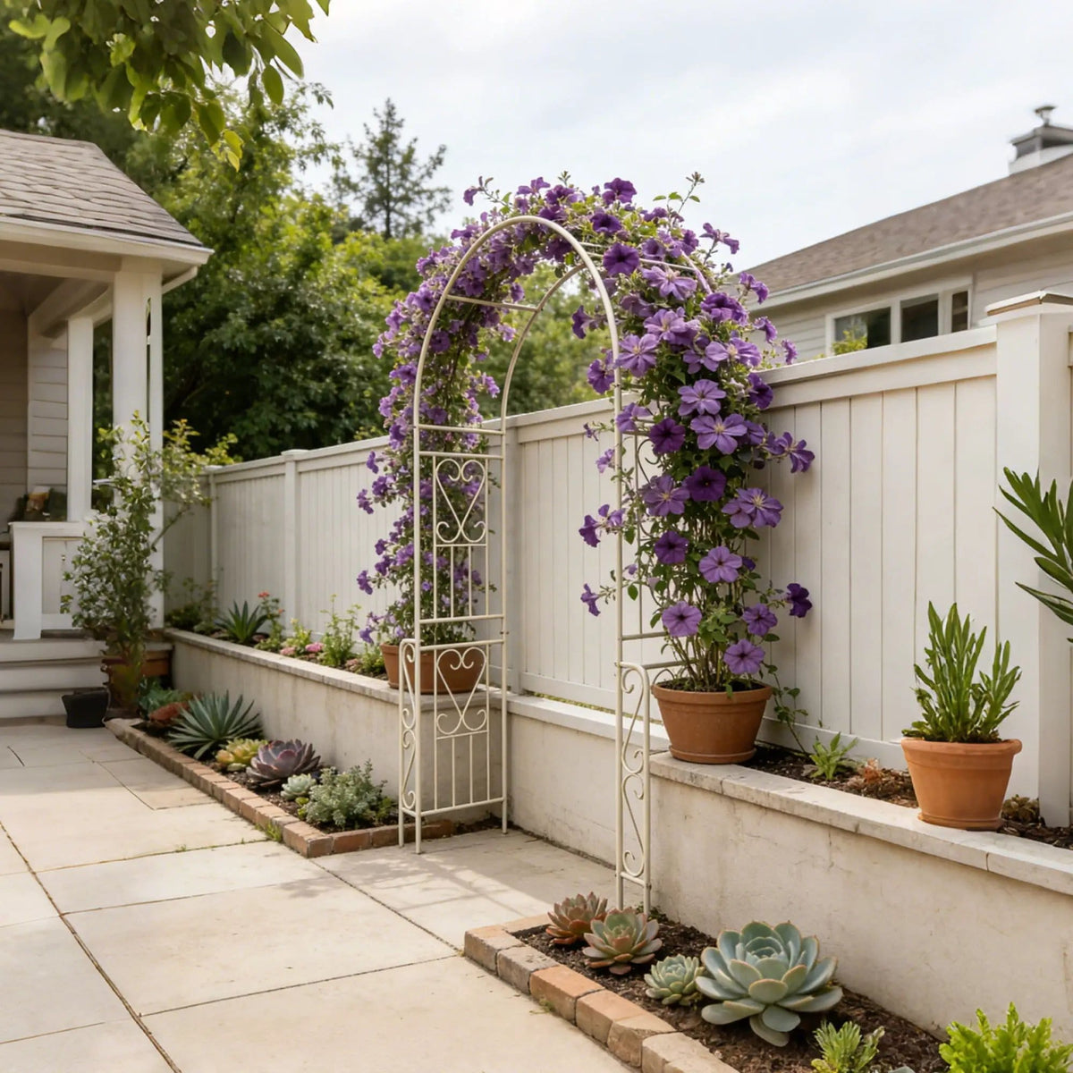 Metal Garden Arch Garden Arbor Trellis Climbing Plants Support Rose Arch Outdoor | 2 Pieces | Metal | Outdoor Living